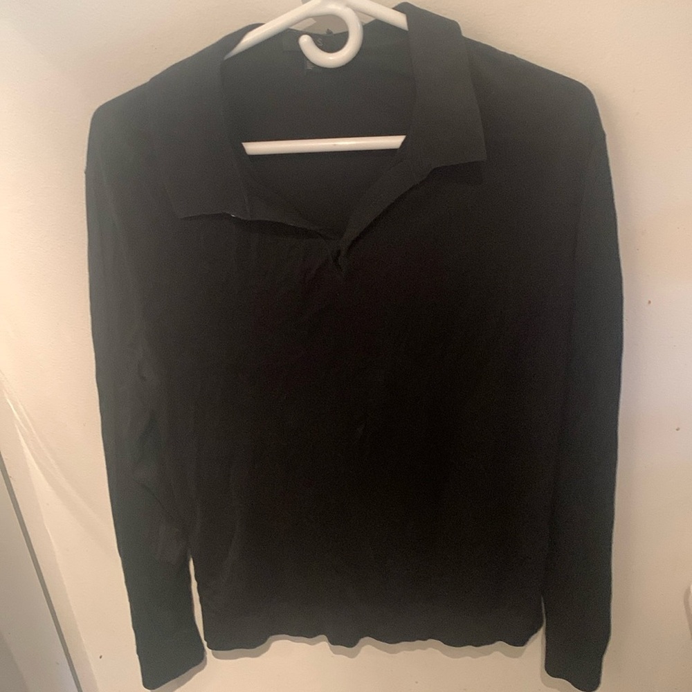 Stunning COS European Design 55% Silk 45% Cotton blend quarter button LS polo 😍